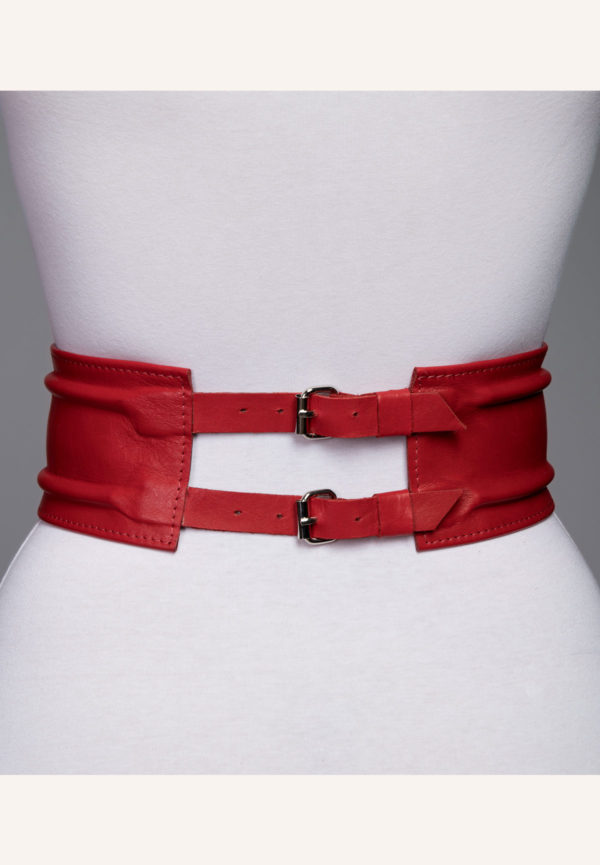 Red tube belt - Noam leather design